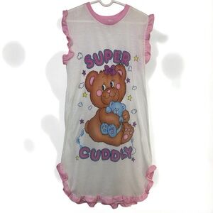 Pink and White Kids Pajamas with Bear Design